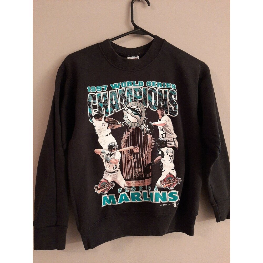 VTG 1997 Florida Marlins World Series Champions Sweatshirt USA Miami 90s Boys M